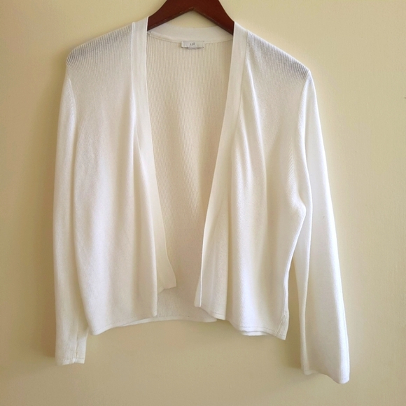 J. Jill White Cardigan Lightweight Knit Sweater